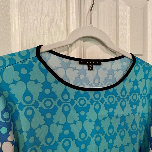 🌊 Geometric Tiana B Dress Colorful Blended Blues to Navy, Black & Gray Nautical - Picture 3 of 8